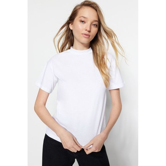 NWT Trendyol Women Regular fit Standing collar Knit T-Shirt - Picture 4 of 13